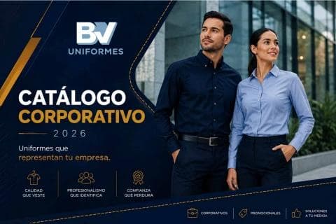 Portada del catálogo Uniformes Corporativos de BV Uniformes.