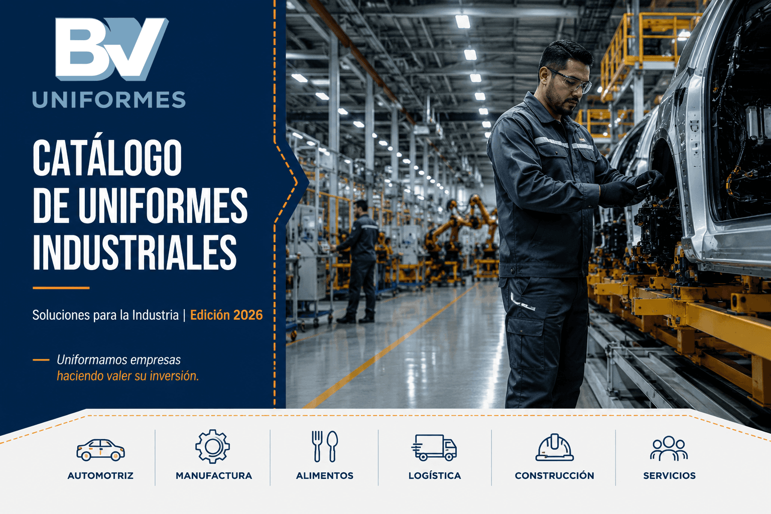 Portada del uniformes industriales de BV Uniformes, Edición 2026.