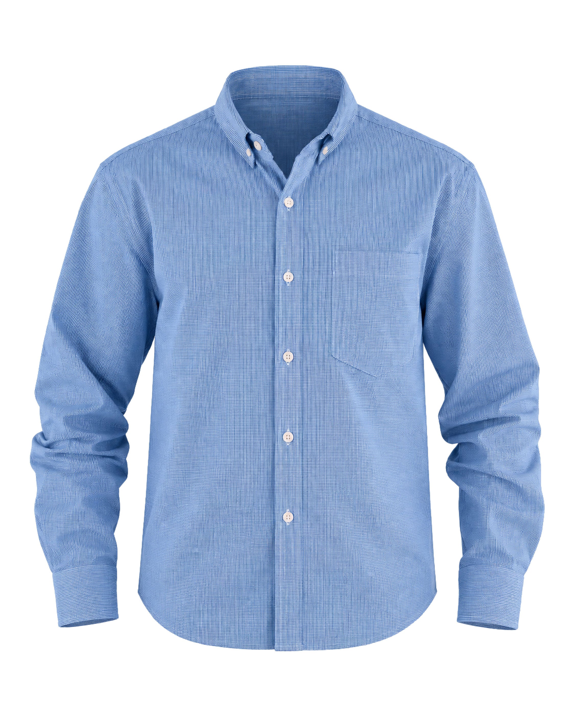 Camisa Microcuadro Manga Larga